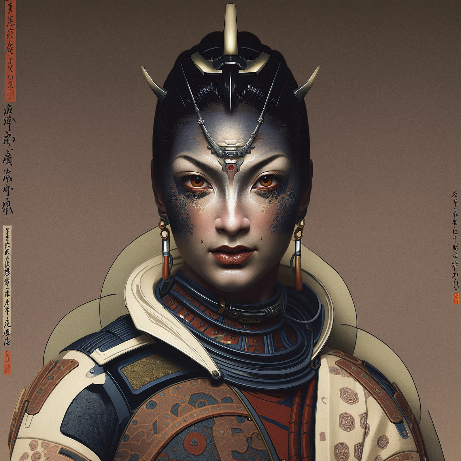 00524-124142-portrait of a heroic robot samurai against an incredible ukiyo-e city background, beauty, incredibly beautiful ukiyo-e design, a